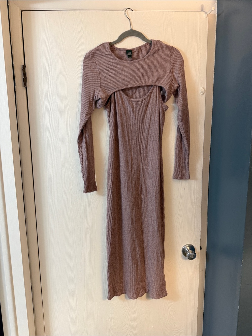 Wild Fable Long Sleeve Ribbed Maxi Dress in Mauve